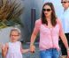 Jennifer Garner à Santa Monica avec ses enfants Violet, Seraphina et le petit dernier Samuel le 16 septembre 2012, Los Angeles