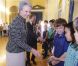 La princesse Benedikte recevait le 28 septembre 2012 à Amalienborg des enfants du Danemark et du Groenland.