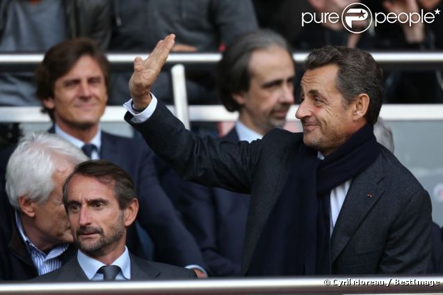 Nicolas Sarkozy assiste à la rencontre entre le Paris Saint-Germain et le FC Sochaux au Parc des Princes. Paris, le 29 septembre 2012.