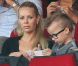 La ravissante Helena Seger, accompagnée de ses deux garçons, soutient son compagnon Zlatan Ibrahimovic lors du match Paris Saint-Germain - Sochaux. Paris, le 29 septembre 2012.