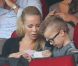 La ravissante Helena Seger, accompagnée de ses deux garçons, soutient son compagnon Zlatan Ibrahimovic lors du match Paris Saint-Germain - Sochaux. Paris, le 29 septembre 2012.