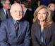 Valérie Trierweiler et Pierre Bergé au premier rang du défilé Saint Laurent Paris, au Grand Palais, à Paris, le 1er octobre 2012.