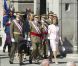 La famille royale d'Espagne était rassemblée en tenue officielle le 1er octobre 2012 pour la remise de la Croix du mérite collectif San Fernando au régiment de cavalerie Alcantara.