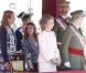 Le roi Juan Carlos d'Espagne, entouré du prince Felipe, de la reine Sofia, de la princesse Letizia, de l'infante Cristina et des infantes Pilar et Margarita, présidait le 1er octobre 2012 à Madrid la remise de la Croix du mérite collectif au régiment de cavalerie Alcantara.