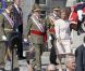 Le roi Juan Carlos d'Espagne, entouré du prince Felipe, de la reine Sofia, de la princesse Letizia, de l'infante Cristina et des infantes Pilar et Margarita, présidait le 1er octobre 2012 à Madrid la remise de la Croix du mérite collectif au régiment de cavalerie Alcantara.