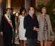  Le prince Albert de Monaco et la princesse Charlene en visite à Florence le 10 octobre 2012, reçus par le maire Matteo Rizzi et son épouse Agnese à l'Hôtel de Ville (Palazzo Vecchio), avant le Bal du Lys au Palazzo Pitti. 