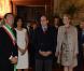  Le prince Albert de Monaco et la princesse Charlene en visite à Florence le 10 octobre 2012, reçus par le maire Matteo Rizzi et son épouse Agnese à l'Hôtel de Ville (Palazzo Vecchio), avant le Bal du Lys au Palazzo Pitti. 