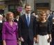 Letizia d'Espagne, son époux Felipe et la reine Sofia arrivent à la remise des Prix Prince des Asturies à Oviedo le 26 octobre 2012