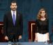 Letizia d'Espagne et son époux Felipe lors de la remise des Prix Prince des Asturies à Oviedo le 26 octobre 2012