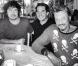 Johnny Hallyday, son manager Sébastien Farran et son directeur musical Yarol Poupaud à Moscou, le 27 octobre 2012.