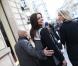 Marine Lorphelin, Miss France 2013, à la sortie d'Europe 1 avec Sylvie Tellier, le 10 décembre 2012