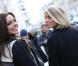 Marine Lorphelin, Miss France 2013, à la sortie d'Europe 1 avec Sylvie Tellier, le 10 décembre 2012