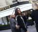 Marine Lorphelin, Miss France 2013, à la sortie d'Europe 1 avec Sylvie Tellier, le 10 décembre 2012
