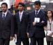  La famille de  Jacintha   Saldanha  : son époux Ben  Barboza  et ses enfants  Junal  et  Lisha  - après une messe à  Westminster , le 15 décembre 2012. 