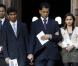 La famille de Jacintha Saldanha : son époux Ben Barboza et ses enfants Junal et Lisha - lors d'une messe à Westminster, le 15 décembre 2012.