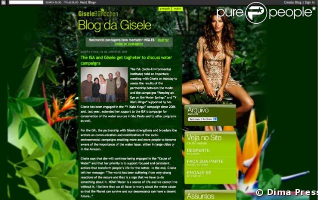 Capture du blog de Gisele Bündchen