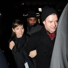 Jessica Biel et Justin Timberlake à Londres, le 20 février 2013 après les Brit awards.