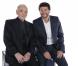 Charles Aznavour et Patrick Bruel lors de l'enregistrement de l'émission Hier Encore à l'Olympia (diffusée le 2 mars) à Paris le 10 janvier 2013