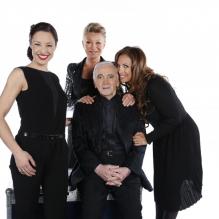 Charles Aznavour, Natasha St-Pier, Sheila et Hélène Ségara lors de l'enregistrement de l'émission Hier Encore à l'Olympia (diffusée le 2 mars) à Paris le 10 janvier 2013