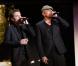 Bénabar et Pascal Obispo lors de l'enregistrement de l'émission Hier Encore à l'Olympia (diffusée le 2 mars) à Paris le 10 janvier 2013