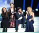 Hélène Ségara, Elodie Frégé, Patrick Bruel et Lara Fabian lors de l'enregistrement de l'émission Hier Encore à l'Olympia (diffusée le 2 mars) à Paris le 10 janvier 2013