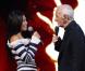 Anggun et Charles Aznavour lors de l'enregistrement de l'émission Hier Encore à l'Olympia (diffusée le 2 mars) à Paris le 10 janvier 2013