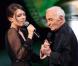 Elodie Frégé et Charles Aznavour lors de l'enregistrement de l'émission Hier Encore à l'Olympia (diffusée le 2 mars) à Paris le 10 janvier 2013