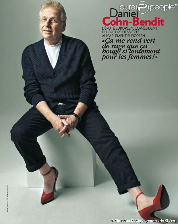 Daniel Cohn-Bendit a posé avec des talons dans le numéro de mars 2013 du magazine Marie Claire. Photo publiée avec l'aimable autorisation de Marie Claire.