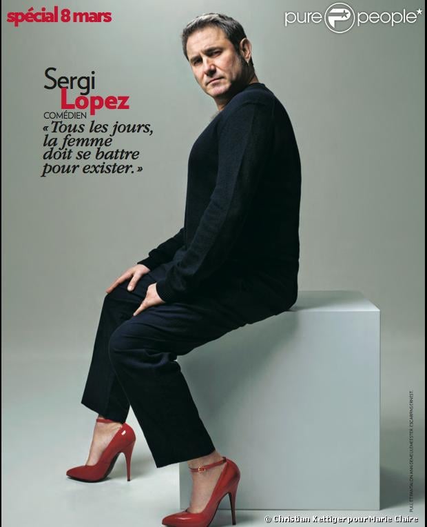 Sergi Lopez a posé avec des talons dans le numéro de mars 2013 du magazine Marie Claire. Photo publiée avec l'aimable autorisation de Marie Claire.