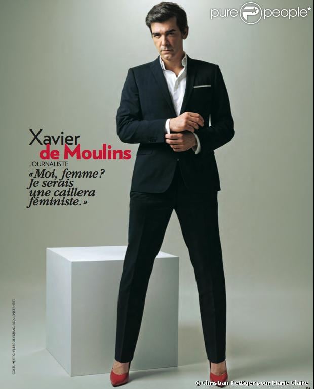 Xavier de Moulins a posé avec des talons dans le numéro de mars 2013 du magazine Marie Claire. Photo publiée avec l'aimable autorisation de Marie Claire.