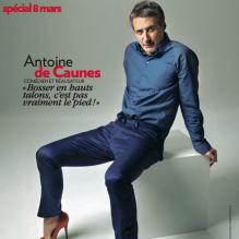 Antoine de Caunes a posé avec des talons dans le numéro de mars 2013 du magazine Marie Claire. Photo publiée avec l'aimable autorisation de Marie Claire.