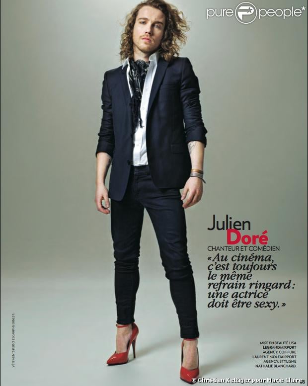 Julien Doré a posé avec des talons dans le numéro de mars 2013 du magazine Marie Claire. Photo publiée avec l'aimable autorisation de Marie Claire.