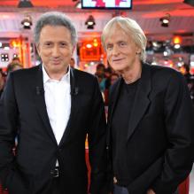 Michel Drucker et Dave lors de l'enregistrement de Vivement Dimanche le 13 mars 2013, émission diffusée le 17 mars 2013 sur France 2