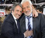 Richard Anconina et Jean-Paul Belmondo  - Enregistrement de l'émission " Vivement Dimanche" consacrée à Jean-Paul Belmondo à Paris le 10 avril 2013, diffusion le 14 avril.