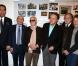 Georges El Assidi, Jacques Pessis, Charles Aznavour, Guy Béart, Jean-Jacques Debout et Kitty Bécaud - Vernissage de l'exposition "Trenet : Le Fou chantant de Narbonne à Paris" à la Galerie des Bibliothèques à Paris, le 11 avril 2013.