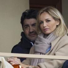 Adriana Karembeu et son compagnon André Ohanian en loges au Rolex Masters de Monte-Carlo le 20 avril 2013