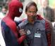 Andrew Garfield au côté de Jamie Foxx sur le tournage de The Amazing Spider-Man 2 à New York le 28 avril 2013.