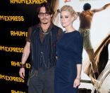 Johnny Depp et Amber Heard à Paris pour l'avant-première du film Thum Express le 8 novembre 2011