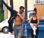 Jesse Metcalfe et sa fiancée Cara Santana sortent de leur cours de fitness à Los Angeles, le 4 juin 2013.