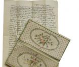 La pochette de Marie-Antoinette ainsi que sa dernière lettre avant d'être guillotinée