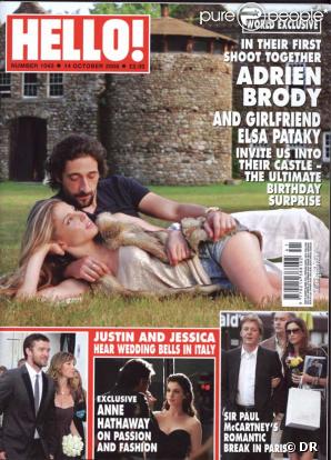 Adrien Brody et Elsa Pataky en couverture de Hello