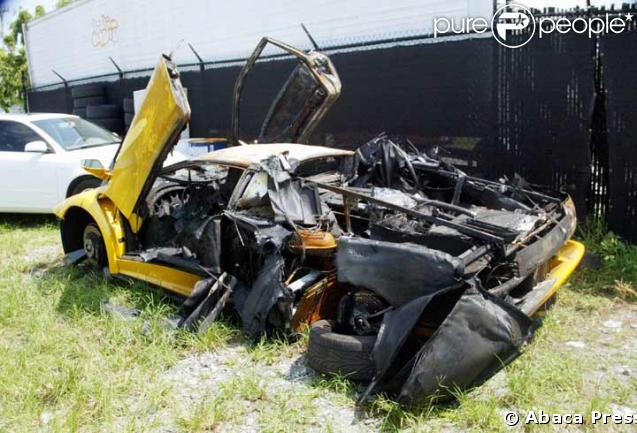 La Lamborghini de Nick Hogan apres son accident d'aout 2007