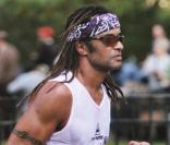 Yannick Noah lors du marathon de New York en 2005