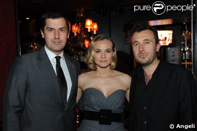 Diane Kruger entourée par Fred Cavayé et Yves Meylan le directeur de Jaeger-LeCoultre