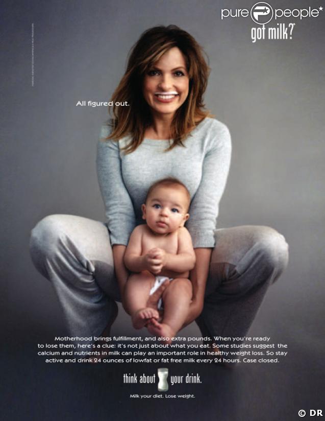 Mariska Hargitay (de New-York : Unité Spéciale des Victimes) pose pour la pub 'Got Milk' avec son fils