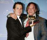 Le réalisateur Darren Aronofsky et Mickey Rourke lors de la Mostra de Venise