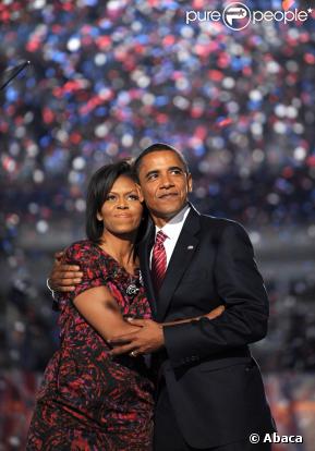 Michelle et Barack Obama, en aout 2008 dernier, lors d'un discours pour la convention nationale démocratique de Denver.