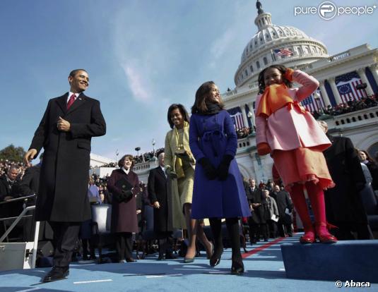 Le président Barack Obama, son épouse et ses filles le jour de l'investiture