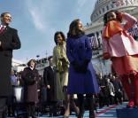 Le président Barack Obama, son épouse et ses filles le jour de l'investiture