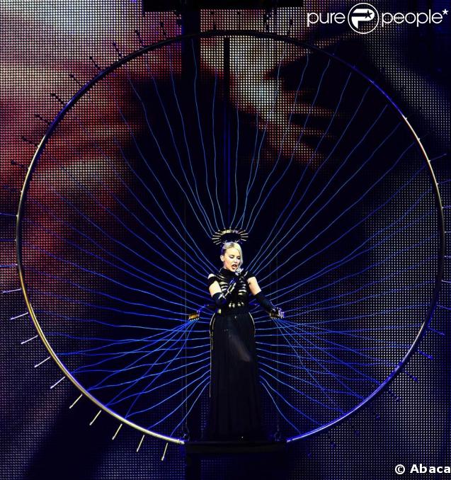 Kylie non plus n'a pas le vertige, accrochée à sa grande roue en concert à Londres !